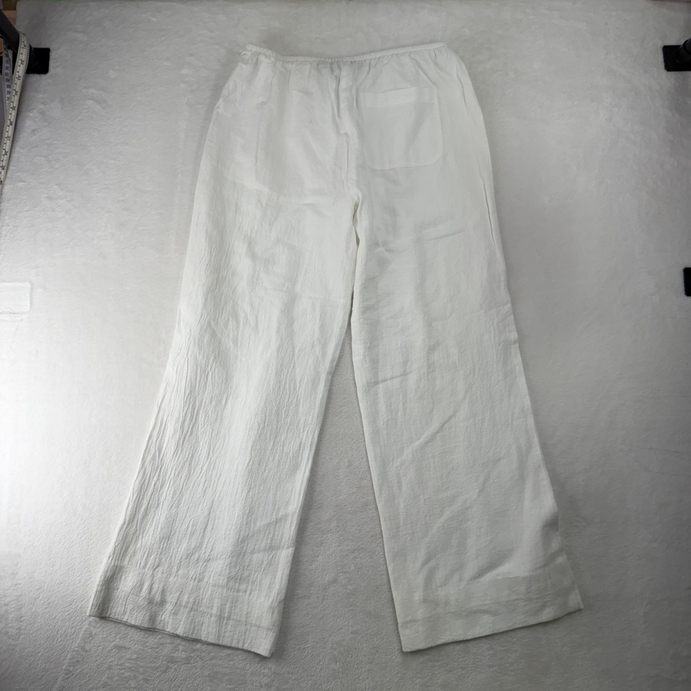 Chicos 1 US M 8 Pants Wide Leg Elastic Waist Cotton Textured White Coastal Beach - Picture 6 of 12